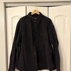 H&M Men’s Black Denim Button-Up Shirt